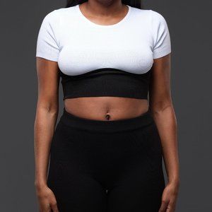 2 Piece Color Black Crop and Legging Set